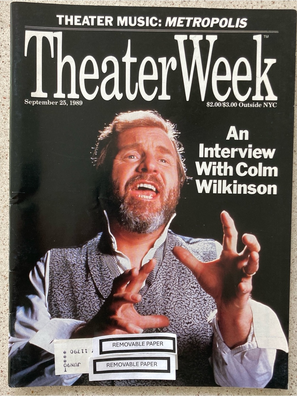 Colm Wilkinson The Phantom to Toronto Theater Week Magazine September 25 1989